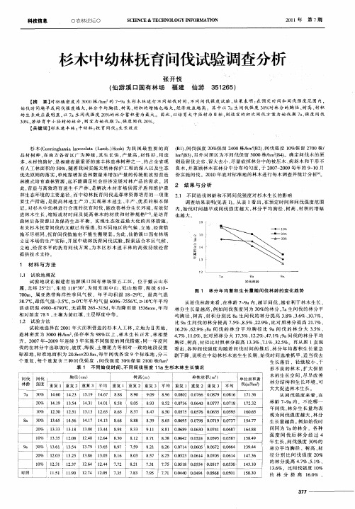 杉木中幼林抚育间伐试验调查分析