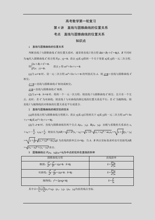 高考数学第一轮复习-第10章 第4讲 直线与圆锥曲线的位置关系