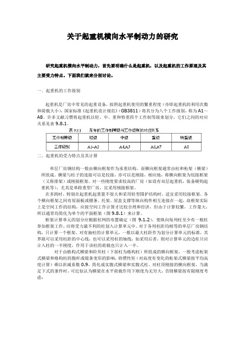 起重机横向水平制动力