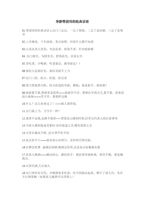 导游带团用的经典话语