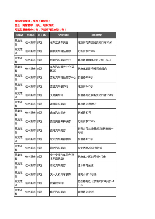 新版黑龙江省佳木斯市郊区汽车装具企业公司商家户名录单联系方式地址大全42家