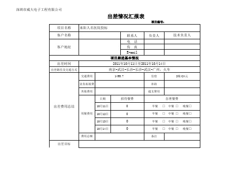 出差情况汇报表