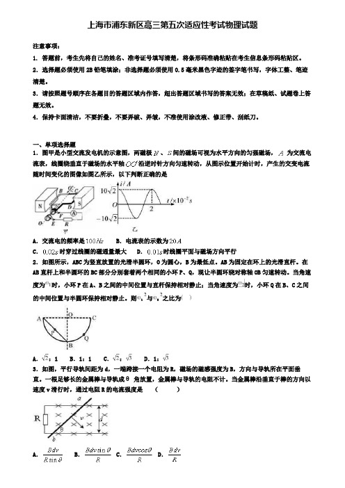 上海市浦东新区高三第五次适应性考试物理试题