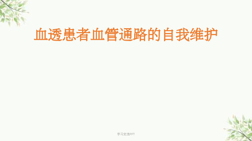 动静脉内瘘健康宣教课件