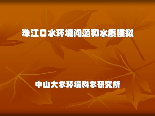 《珠江口水环境问题和水质模拟》中山大学课件