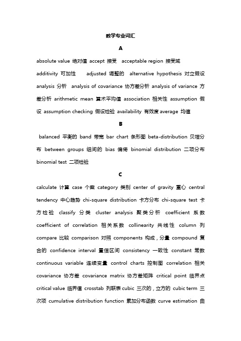 数学专业词汇