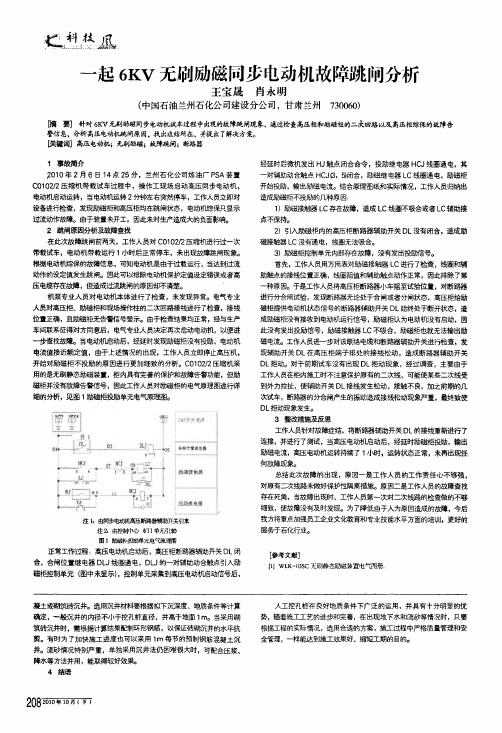一起6kv无刷励磁同步电动机故障跳闸分析