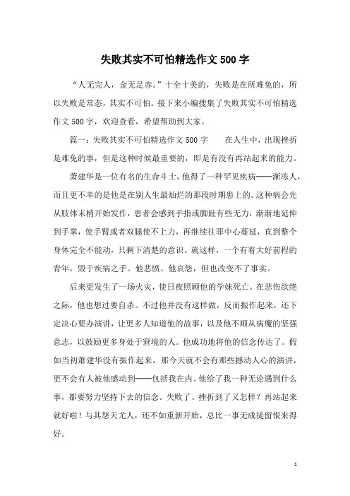 失败其实不可怕精选作文500字