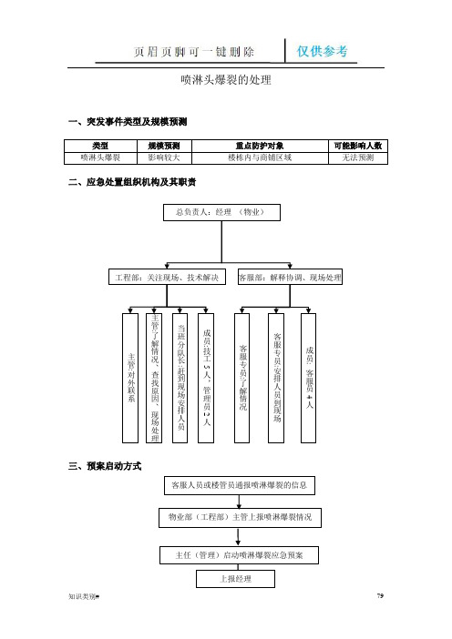 喷淋头爆裂的处理(仅供参考)