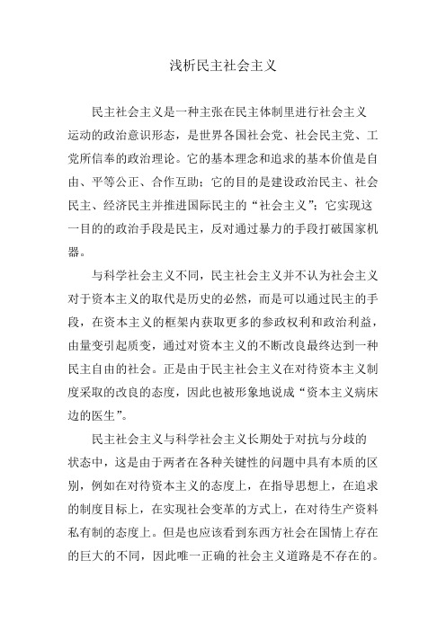 浅析民主社会主义