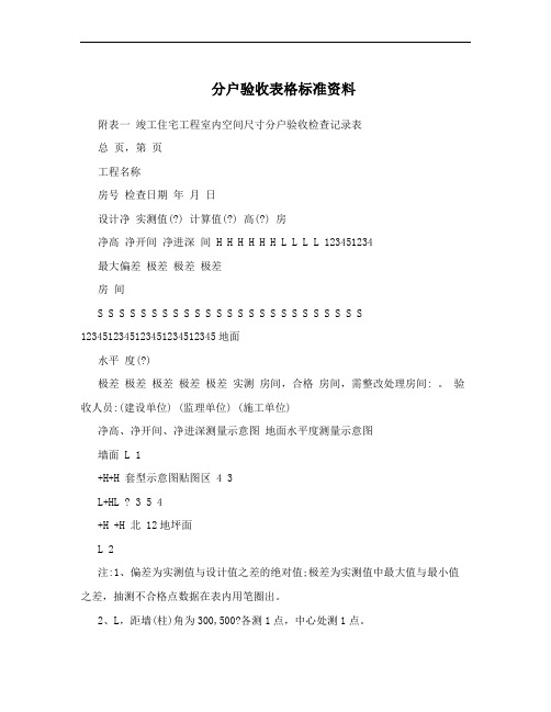 分户验收表格标准资料