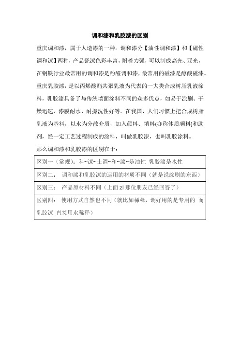 调和漆和乳胶漆的区别