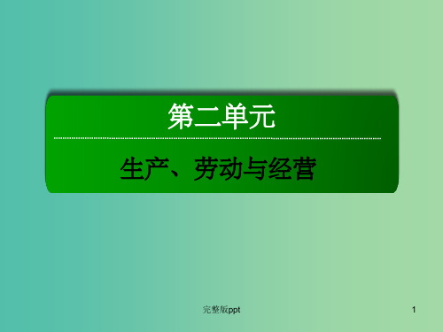 高中政治 5.1企业的经营课件 新人教版必修1