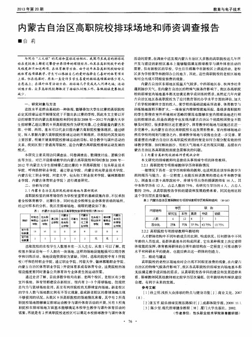 内蒙古自治区高职院校排球场地和师资调查报告
