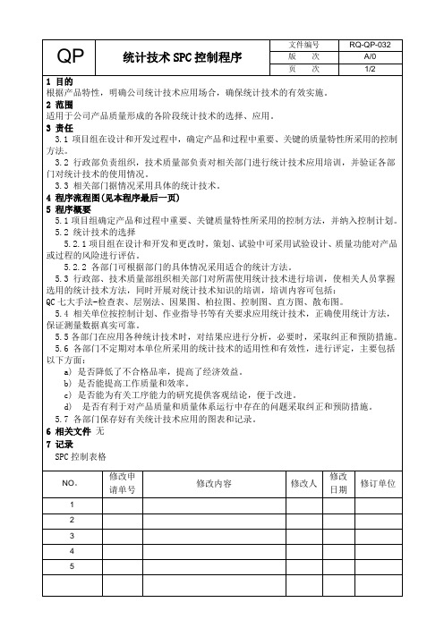 RQ-QP-032统计技术SPC控制程序