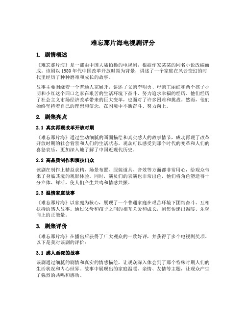 难忘那片海电视剧评分