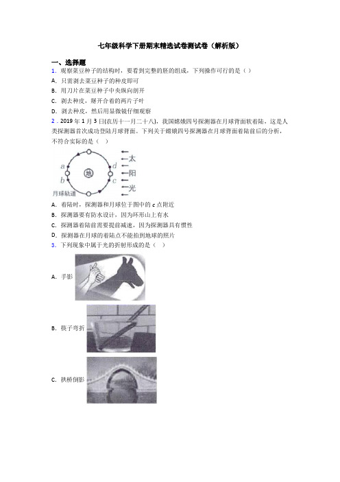 七年级科学下册期末精选试卷测试卷(解析版)