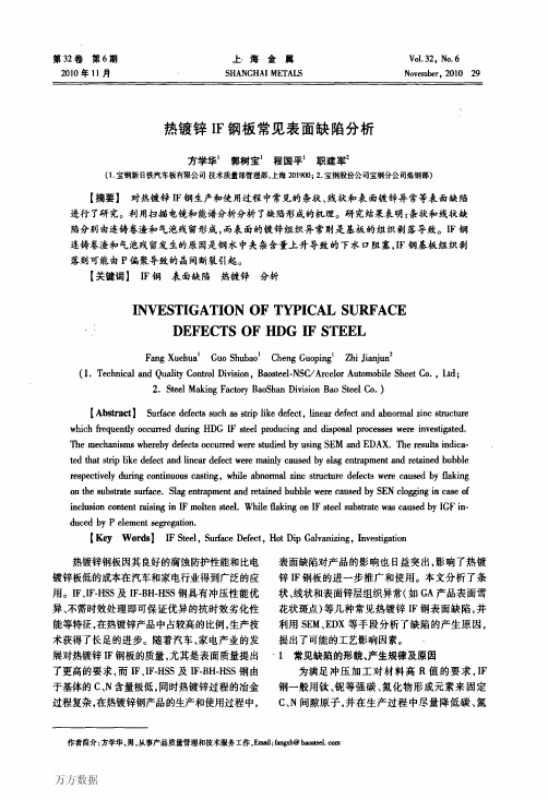 热镀锌IF钢板常见表面缺陷分析