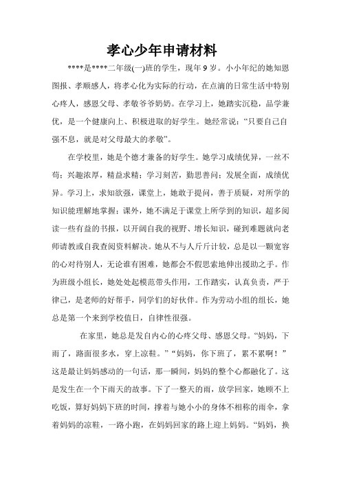 孝心少年申报材料
