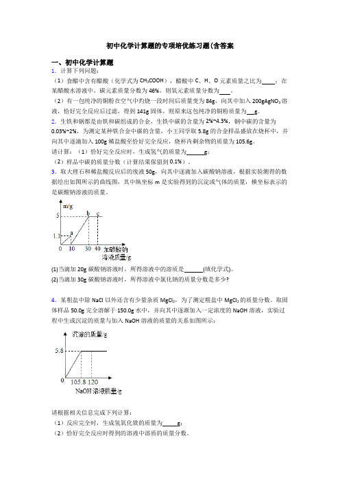 初中化学计算题的专项培优练习题(含答案