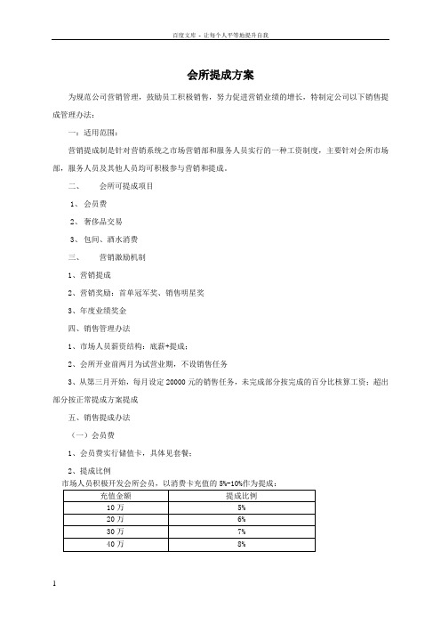 会所提成方案11
