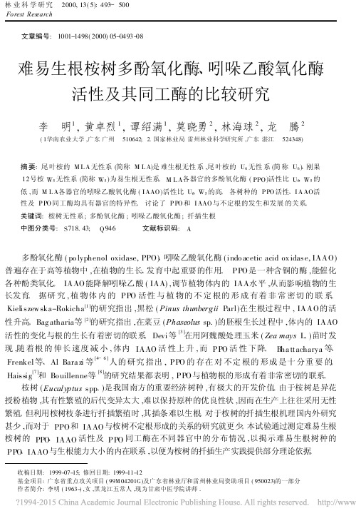 难易生根桉树多酚氧化酶_吲哚乙酸氧化酶活性及其同工酶的比较研究_李明