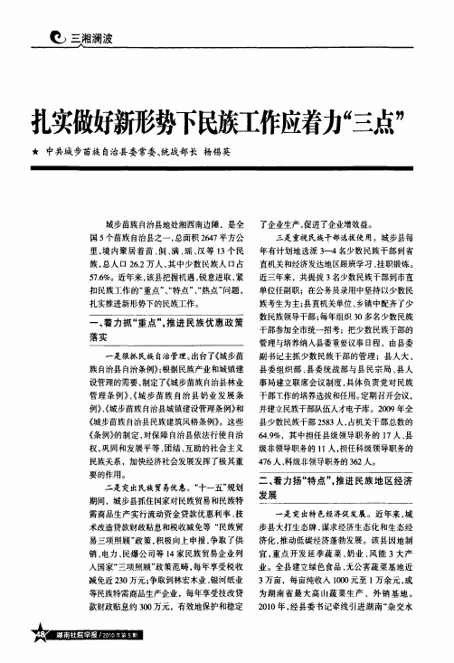 扎实做好新形势下民族工作应着力三点