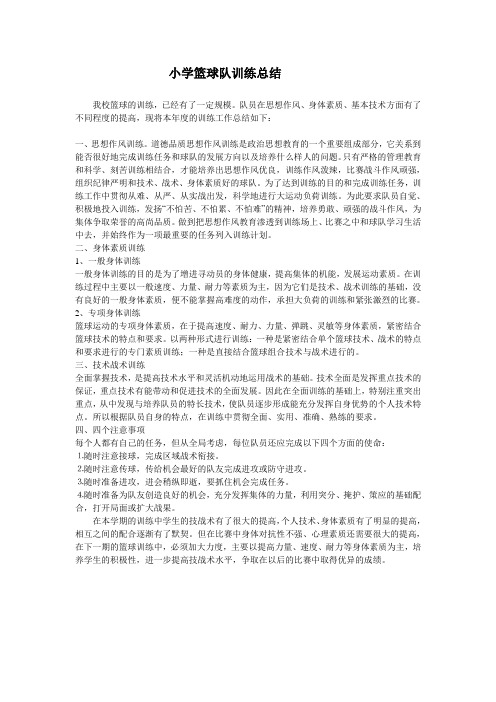 小学篮球队训练总结