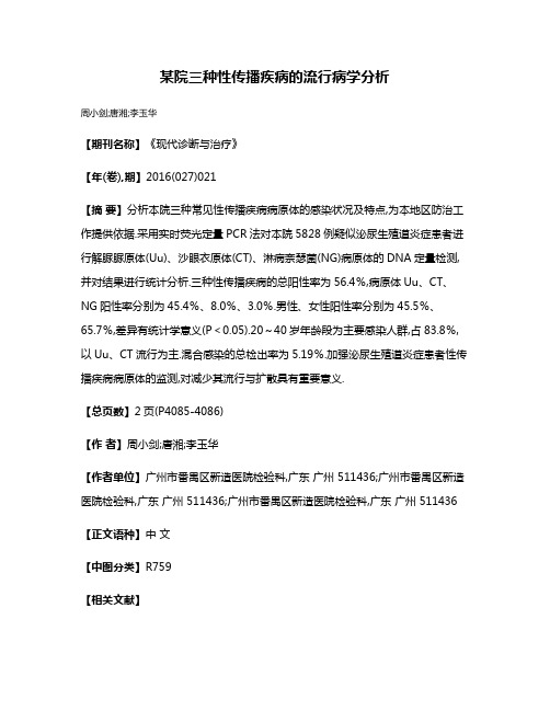 某院三种性传播疾病的流行病学分析