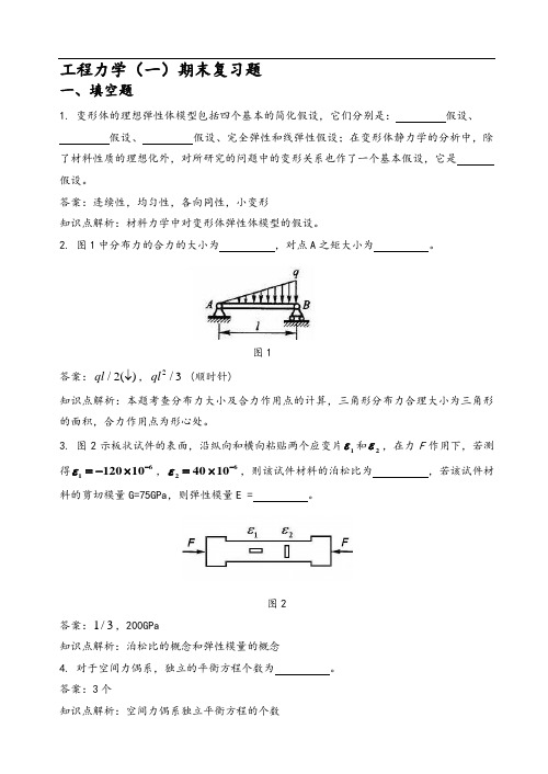 大工15春工程力学(一)开卷考试期末复习题及答案