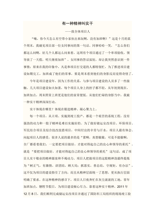 有一种精神叫实干