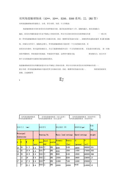 双列角接触球轴承