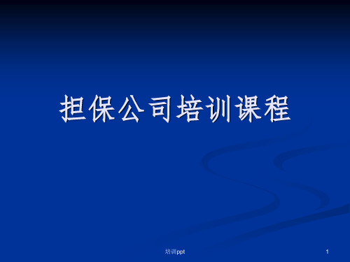 《担保公司培训课程》PPT课件