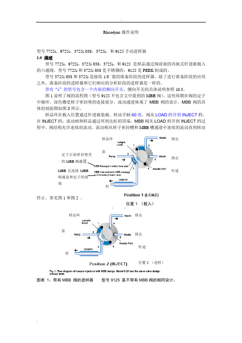 Rheodyne六通阀中文说明书