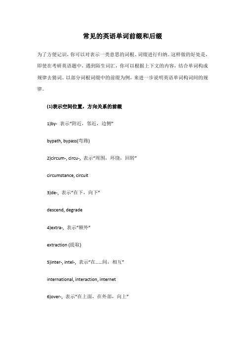 常见的英语单词前缀和后缀