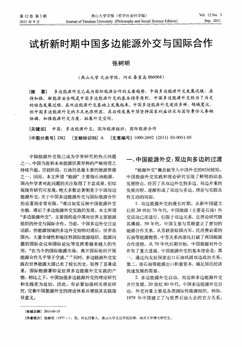 试析新时期中国多边能源外交与国际合作
