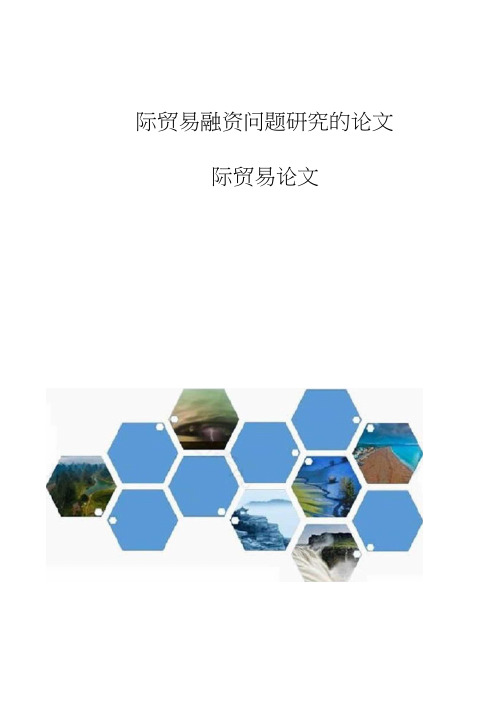 国际贸易融资问题研究的论文-国际贸易论文