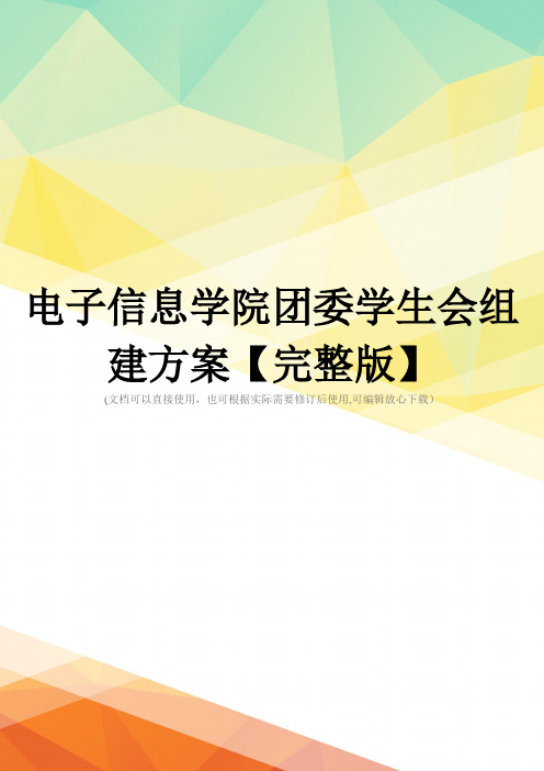 电子信息学院团委学生会组建方案【完整版】