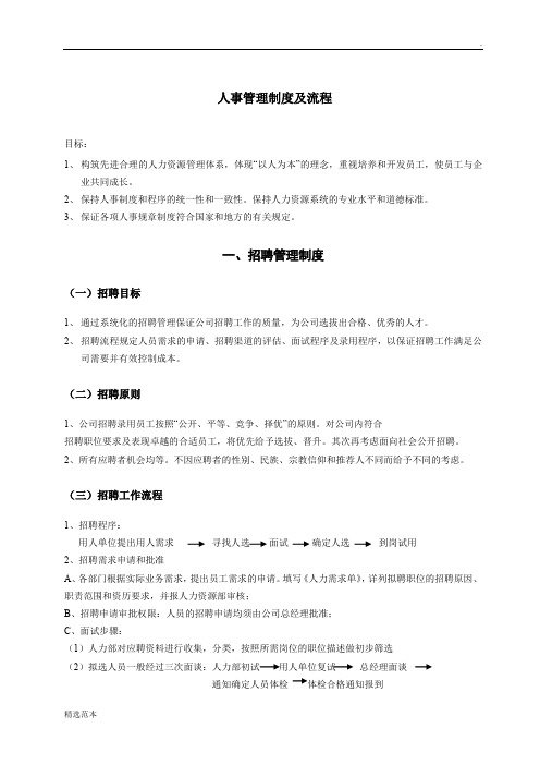 人事管理制度及流程