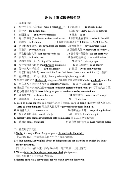 8aUnit 4重点短语和句型