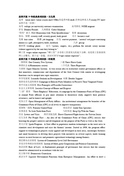 改革开放热点词汇