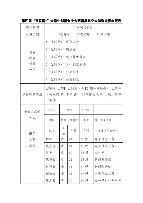 互联网+申请表