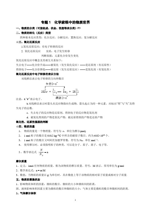 苏教版化学 必修1 专题1