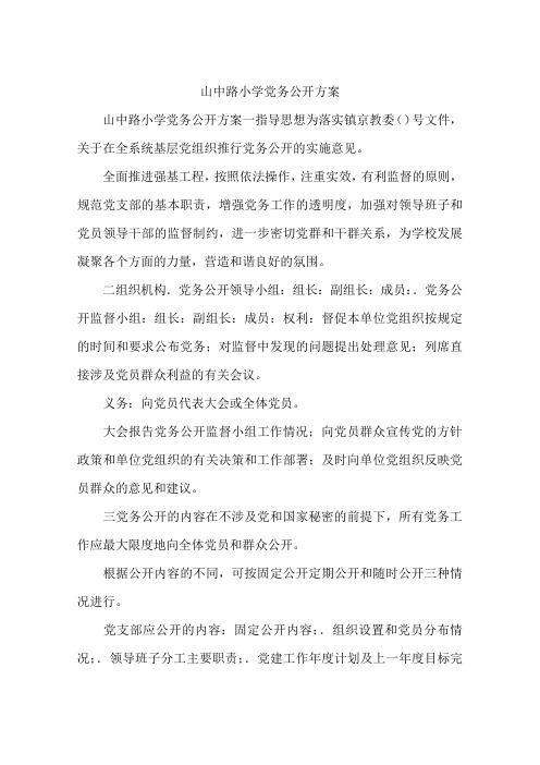 山中路小学党务公开方案