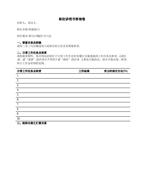 职位说明书问卷