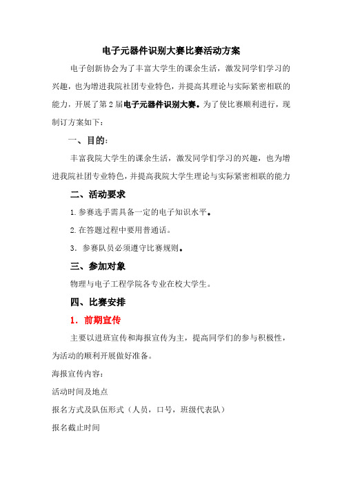 电子元器件识别大赛比赛活动方案