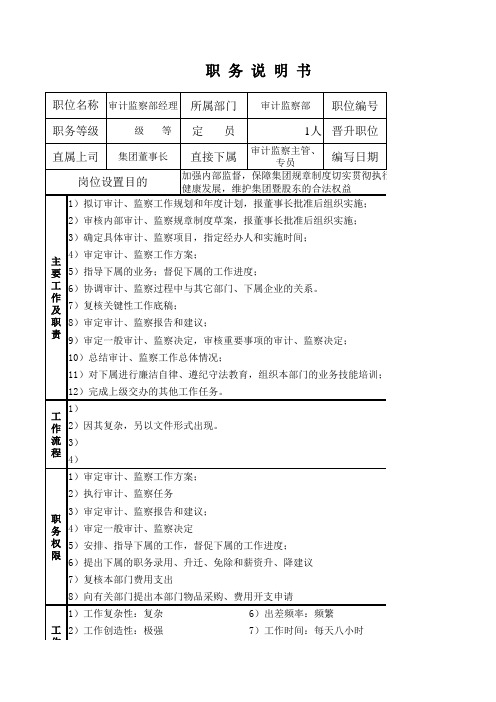 某单位内部审计岗位职能说明书(xls 3页).xls