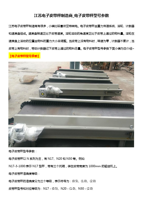 江苏电子皮带秤制造商_电子皮带秤型号参数