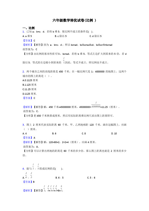 六年级数学培优试卷(比例 )