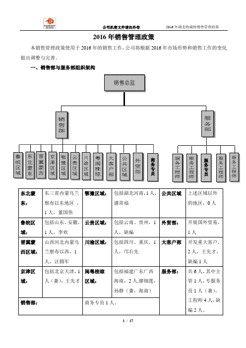 2016年销售管理政策解析
